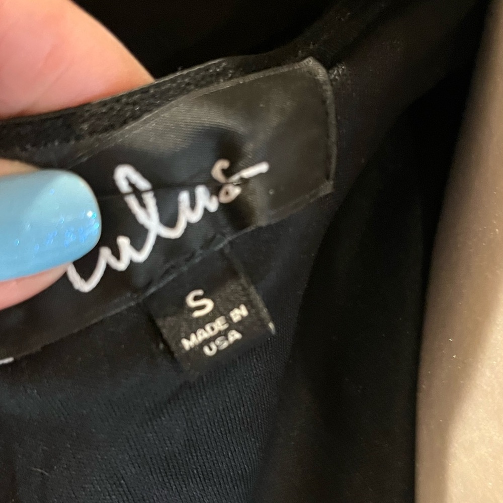 Lulus Off-the-Shoulder Puff Sleeve Jumpsuit. Ruched bodice wide leg. Black S NWT - Picture 11 of 14